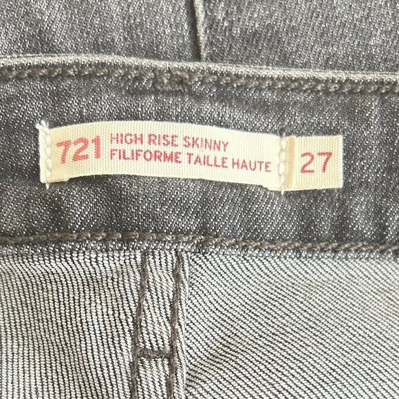 Levis Gray Distressed High Rise Skinny Jeans‎ Womens W27 L30 Stretch Mom Jean - Picture 4 of 5
